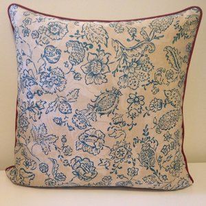 Shabby Chic, Red/Blue and Tan, Pillow Cover, Square 20" x 20"